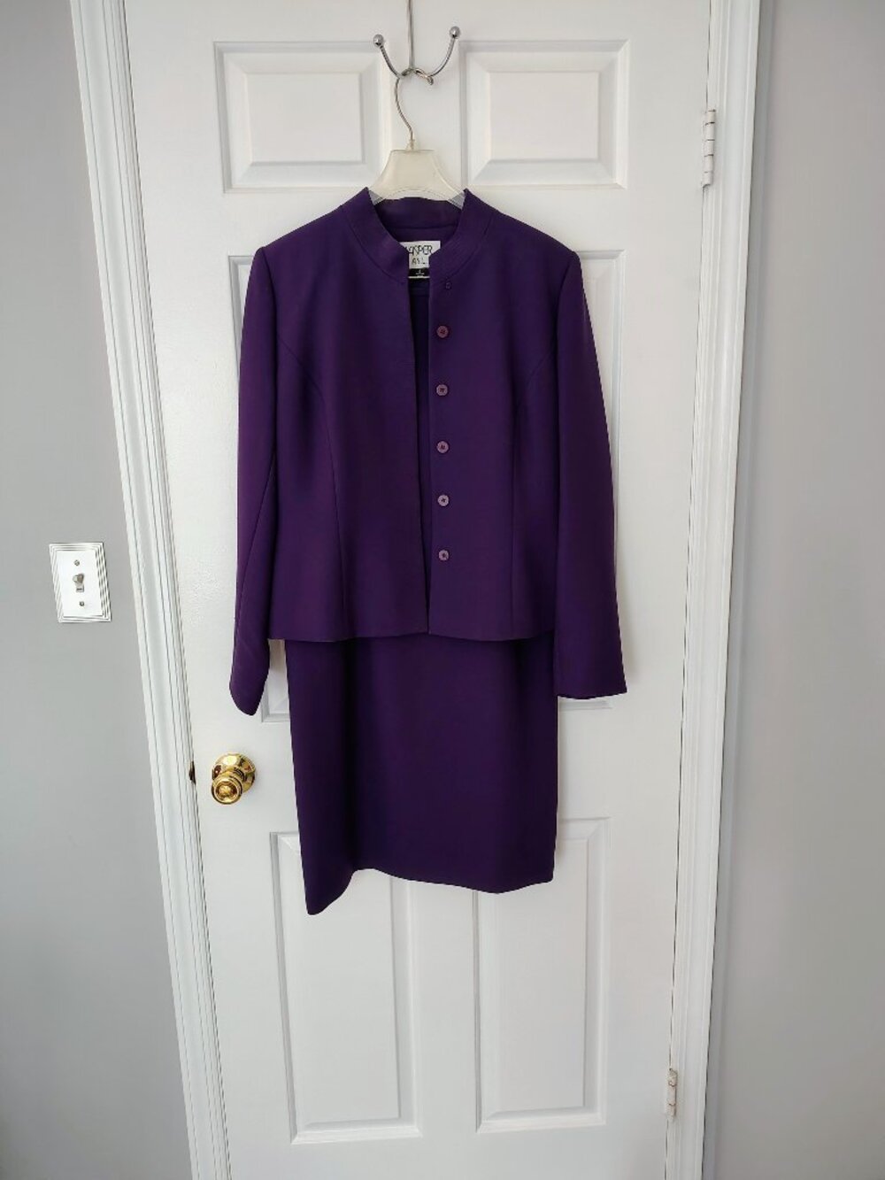 Kasper A.S.L. Purple Suit, Tailored Blazer with Long Skirt, Size 6